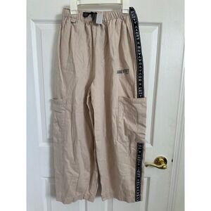 Savage X Fenty Beige Cargo‎ Pants Size S Elastic Waist Logo Tape Casual Lounge